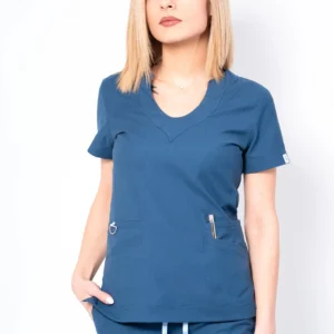 Elegant Dark Blue – Дамска медицинска туника с класическа елегантност